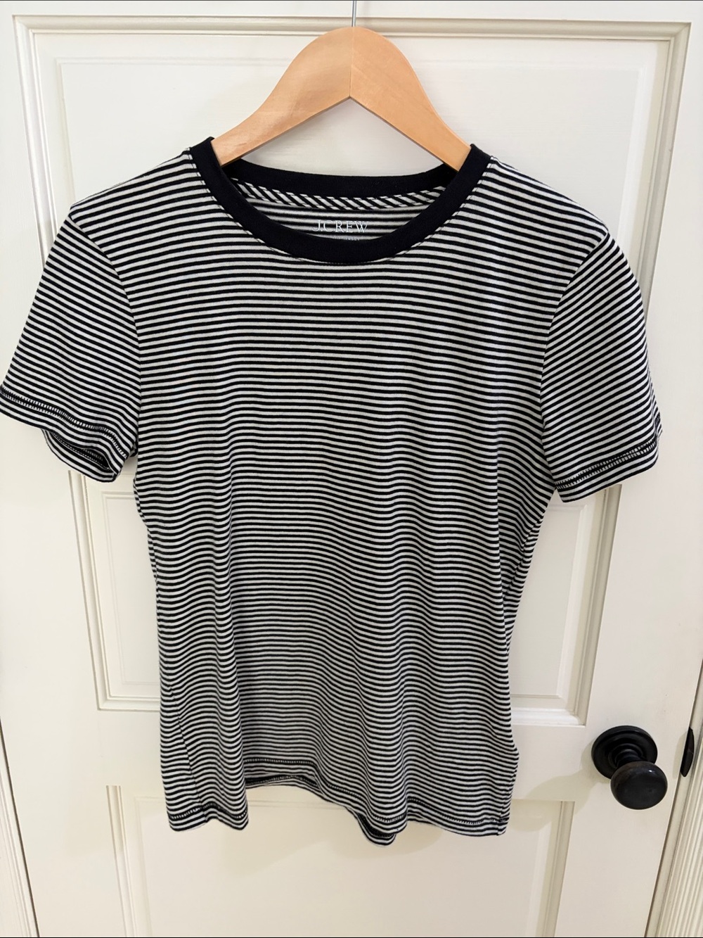 J Crew Vintage Jersey Classic Striped Black & White Crewneck T-Shirt